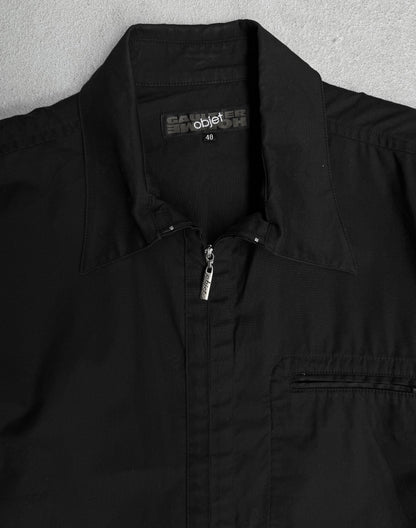 Jean-Paul GAULTIER Objet Early 00s Black Zip-up Short-sleeve Shirt