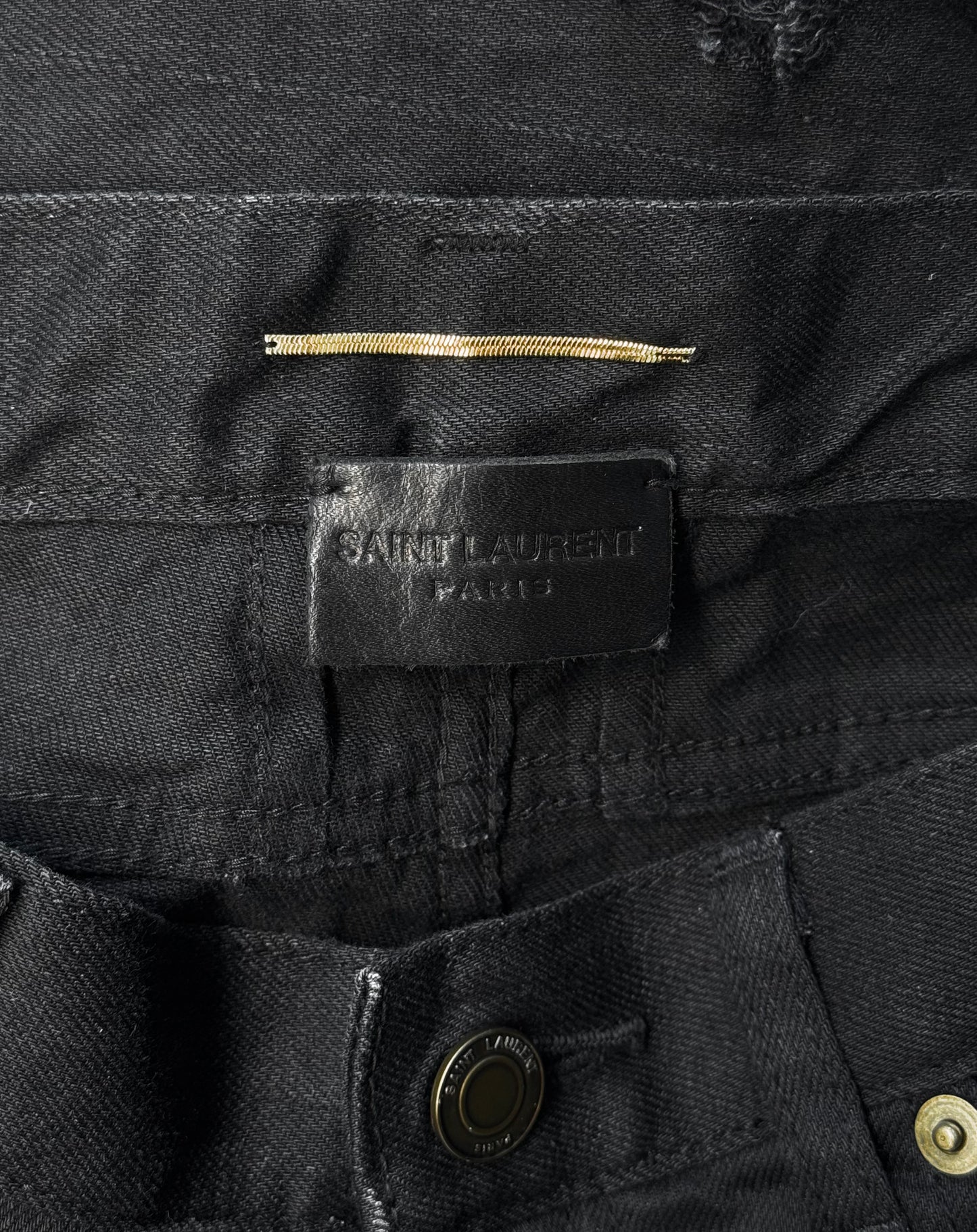 Saint Laurent Paris AW15 Black ‘D01’ Distressed Knee Skinny Denim