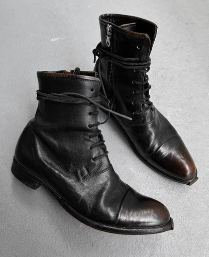 MiharaYasuhiro SS08 Distressed Leather Cap-Toe Military Heel Boots