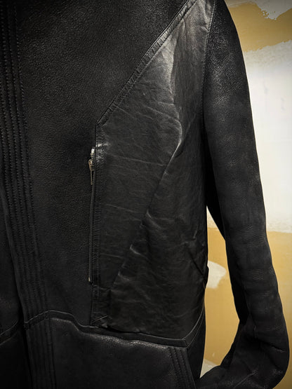 Rick Owens AW12 "MOUNTAIN" Hooded Blistered Lamb Leather Shearling Jacket