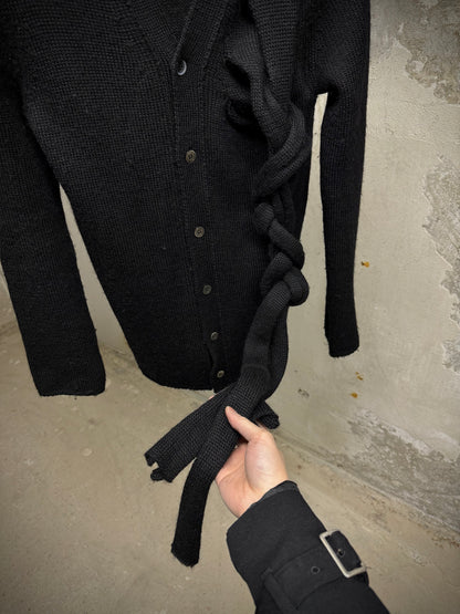 COMME des GARÇONS AW14 Cut Out Extended Wool Locks Knit Cardigan detail | DRIEW GARMENTS