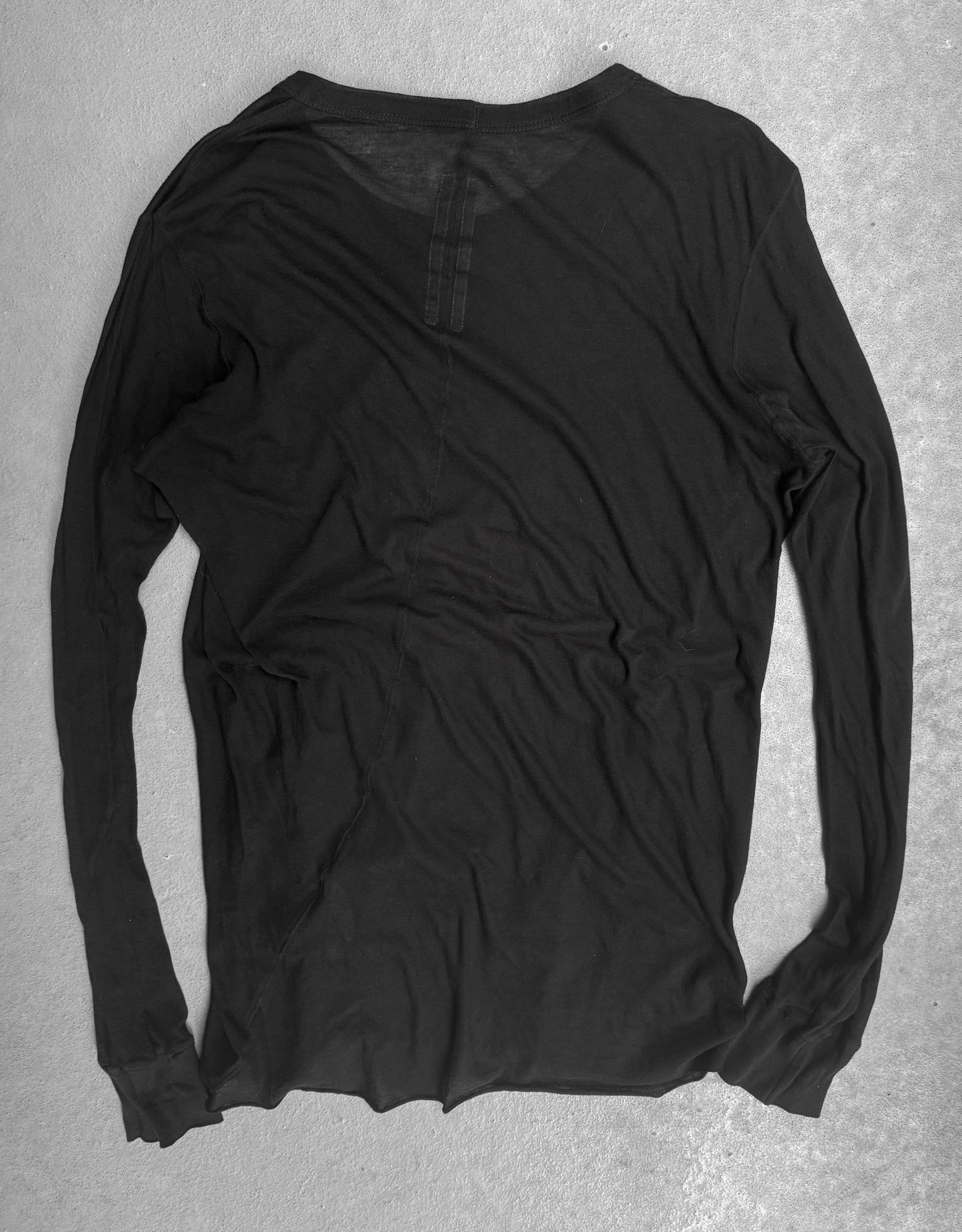 Rick Owens AW25 “CONCORDIANS” Black Sheer Raw Hem Long-sleeves