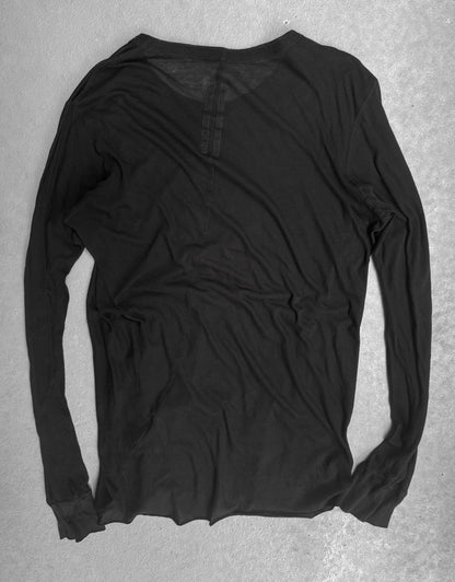 Rick Owens AW25 “CONCORDIANS” Black Sheer Raw Hem Long-sleeves