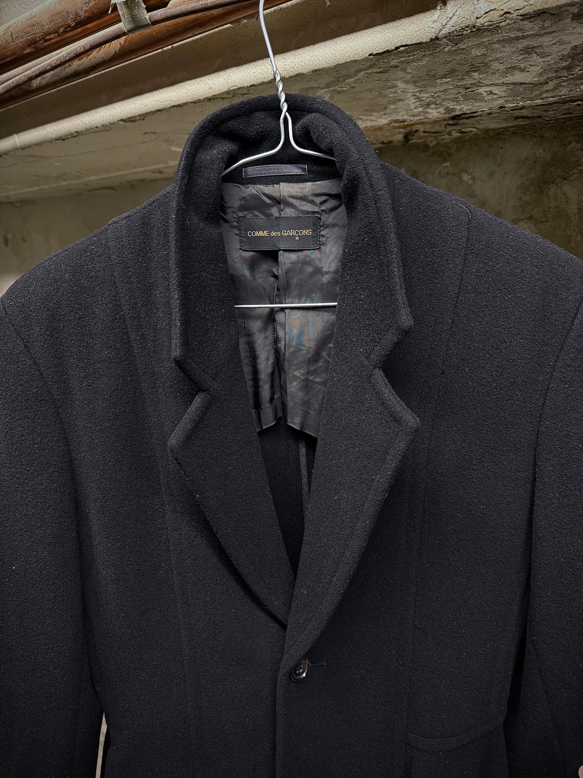 COMME des GARÇONS Late 80s Asymmetric Wool Victorian Tailcoat detail | DRIEW GARMENTS