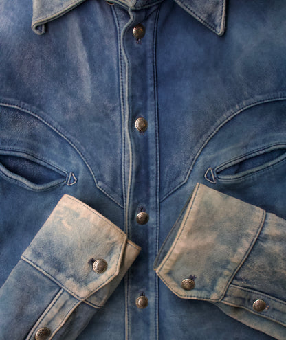 Isamu Katayama “BACKLASH” SS12 Stone Wash Calfskin Suede Leather Western Shirt