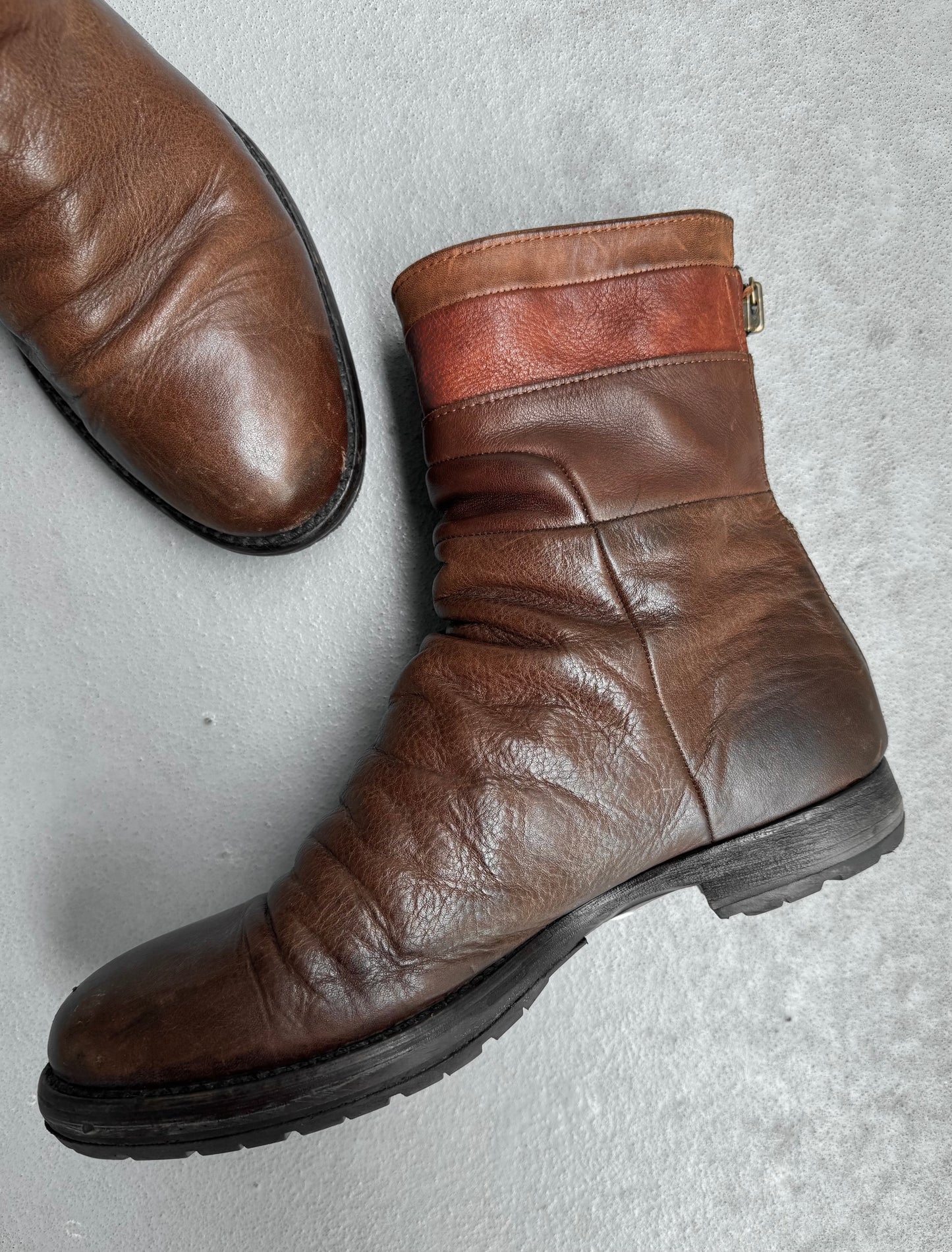 alfredoBANNISTER Early 00s Wrinkle Leather Back-zip Boots