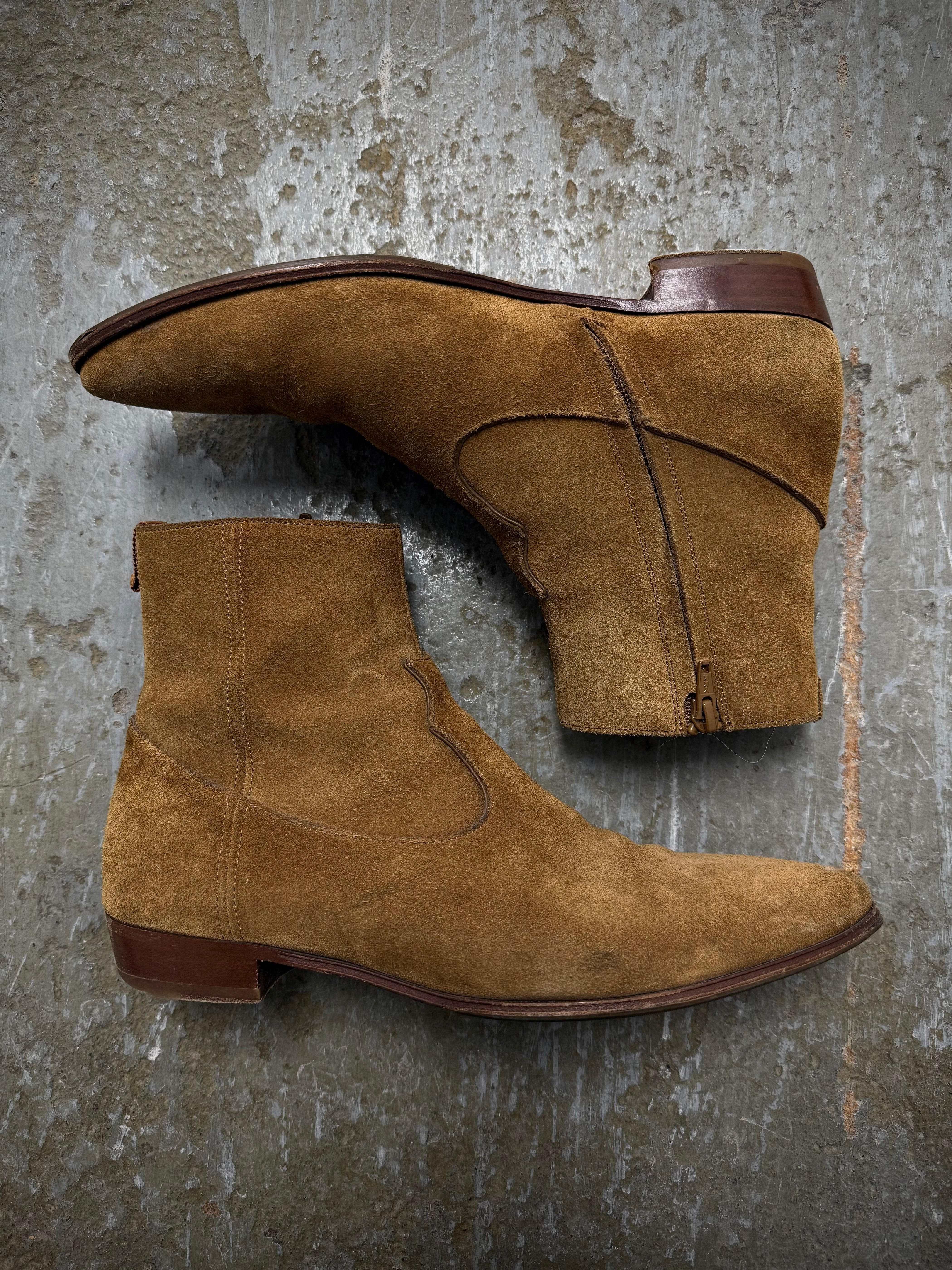 CELINE by Hedi Slimane SS19 Brown Suede 'Jacno' Side Zip Boots – DRIEW