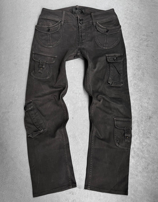 SHARE SPIRIT HOMME Early 00s Multi-pockets Cargo Bootcut Khaki Pants