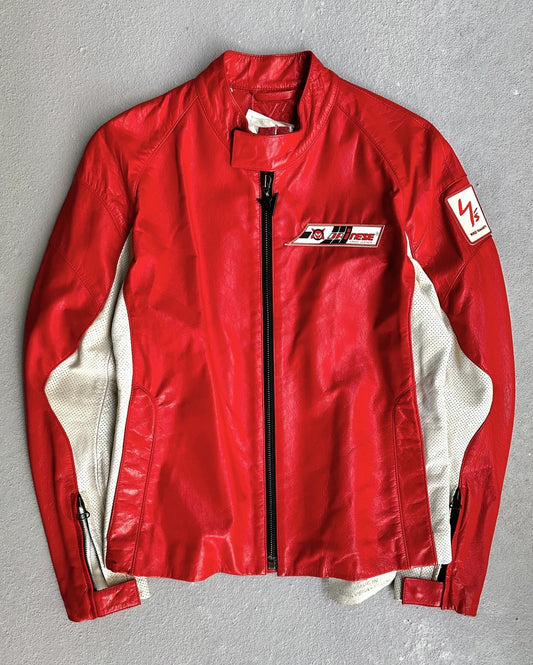 Y’s Yohji Yamamoto x DAINESE AW04 Red Leather Motorcycle Race Jacket