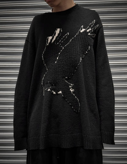 Y’s by Yohji Yamamoto AW21 Oversized Black Crow Wool Knit Sweater