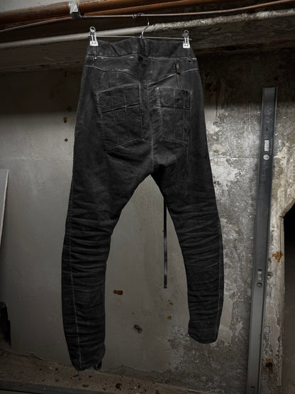 Boris Bidjan Saberi SS22 'WP13 FTS10001' Patina Grey Vinyl Processed Skinny Stretch Denim
