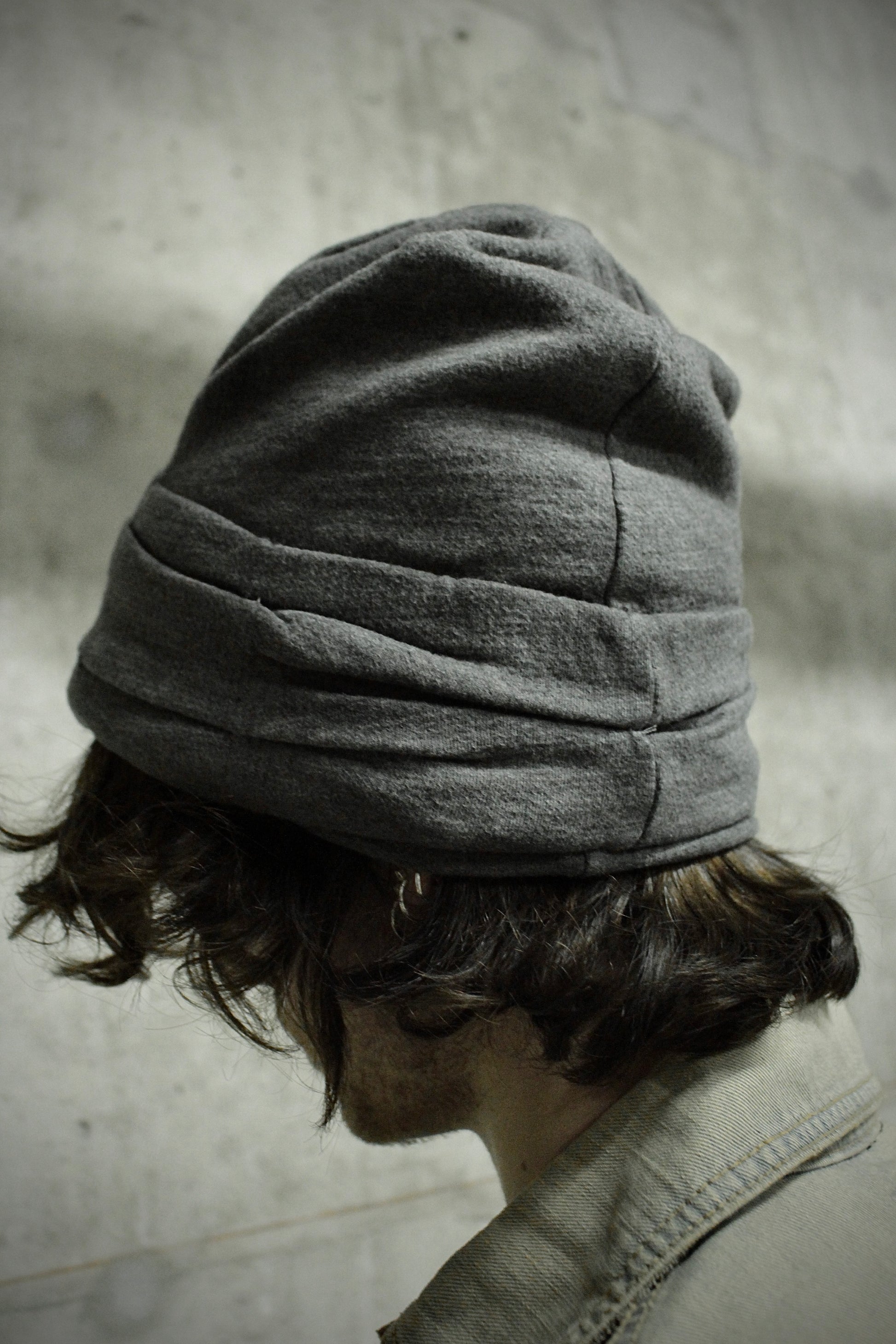 14thAddiction Early 00s Grey Layered Metal Piecing Beanie detail | DRIEW GARMENTS