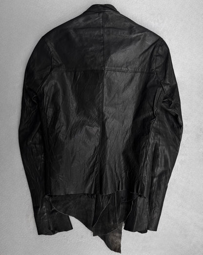 L.H.P Early 00s Distressed Raw Hem Leather Jacket