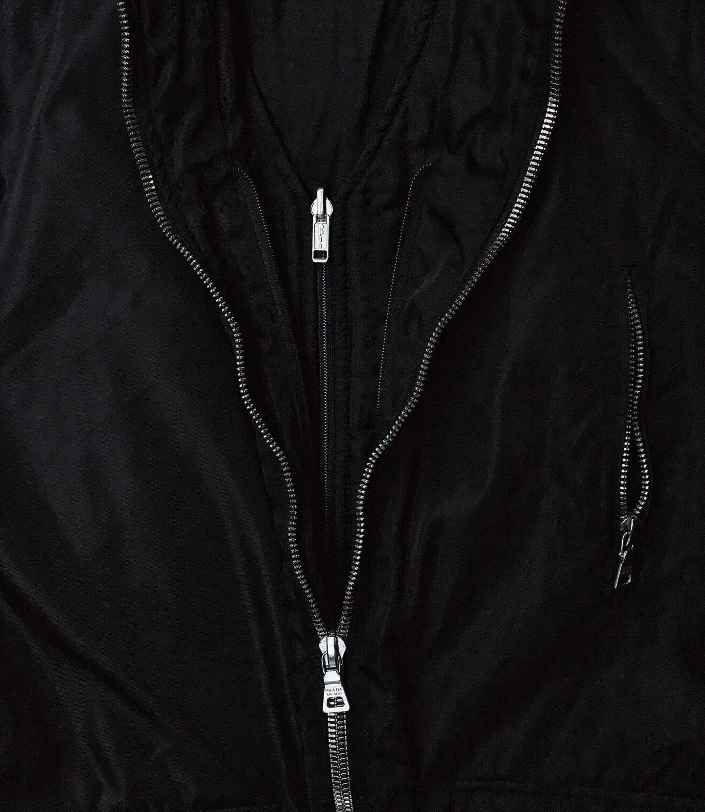 Prada Late 90s Convertible 2-in-1 Leather Nylon Liner Vest Work Jacket