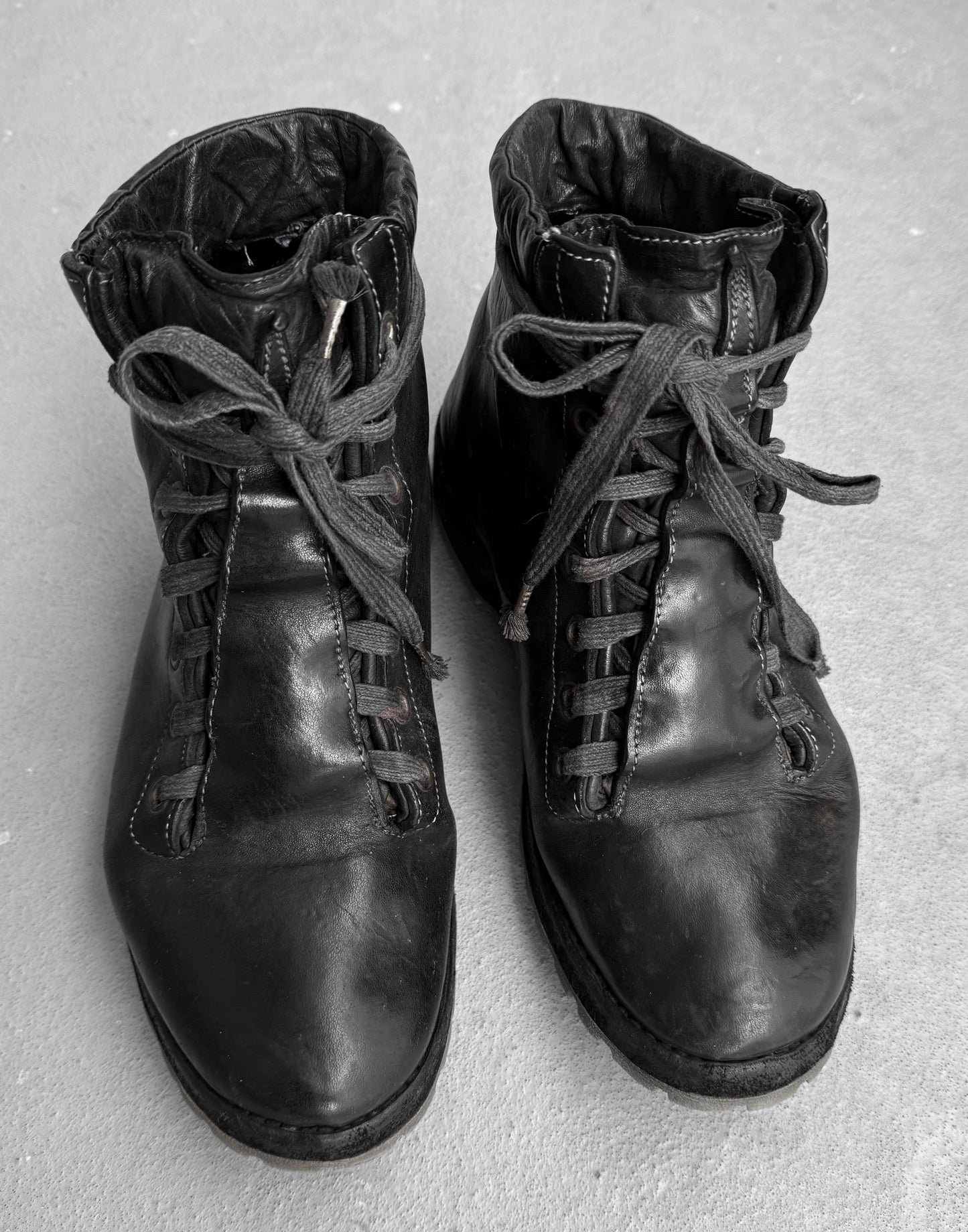 Carol Christian Poell ‘AM/2648T CUL-PTC/10’ Object-dyed Horse Leather Titanium Prosthetic Tank Sole Work Boots