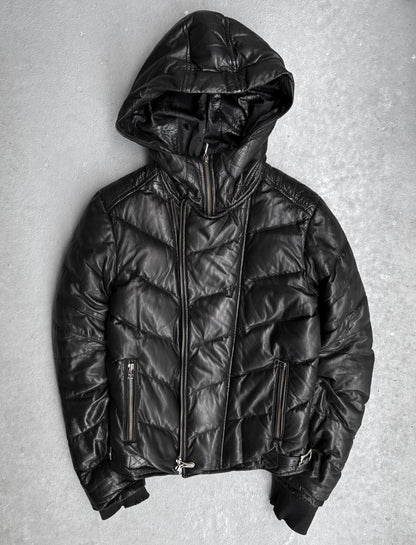 14thAddiction Early 00s Hooded Sheepskin Down Rider Jacket
