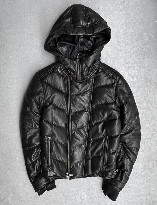 14thAddiction Early 00s Hooded Sheepskin Down Rider Jacket