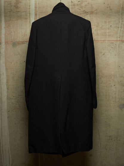 Carol Christian Poell 2009 'OM/2340L PETT/10' Black High Neck Wool Ramie Coat