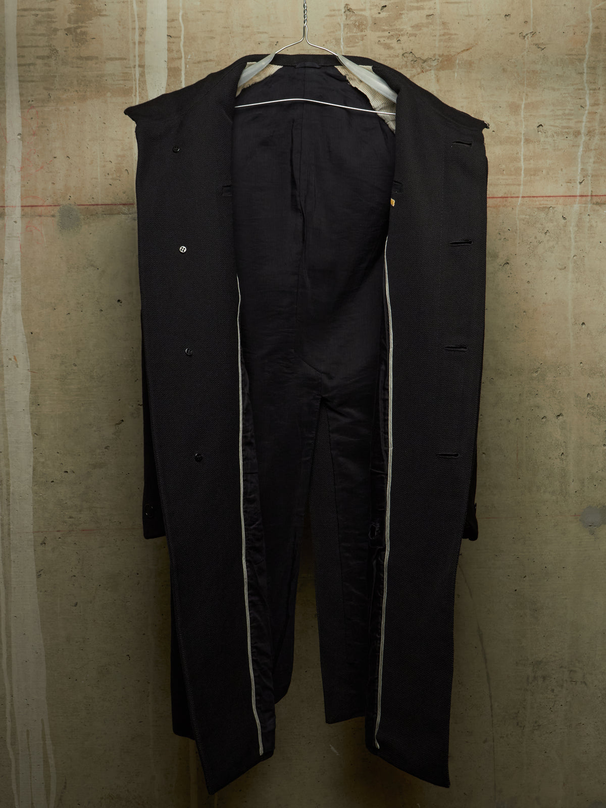 Carol Christian Poell 2009 'OM/2340L PETT/10' Black High Neck Wool Ramie Coat