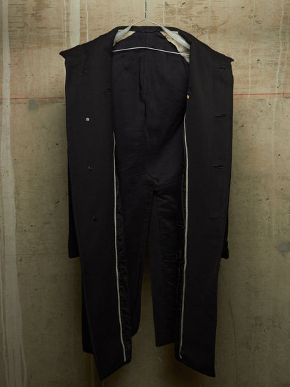 Carol Christian Poell 2009 'OM/2340L PETT/10' Black High Neck Wool Ramie Coat