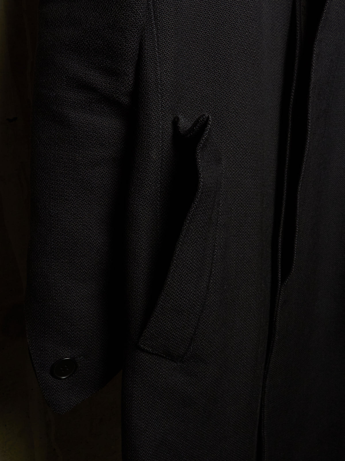 Carol Christian Poell 2009 'OM/2340L PETT/10' Black High Neck Wool Ramie Coat