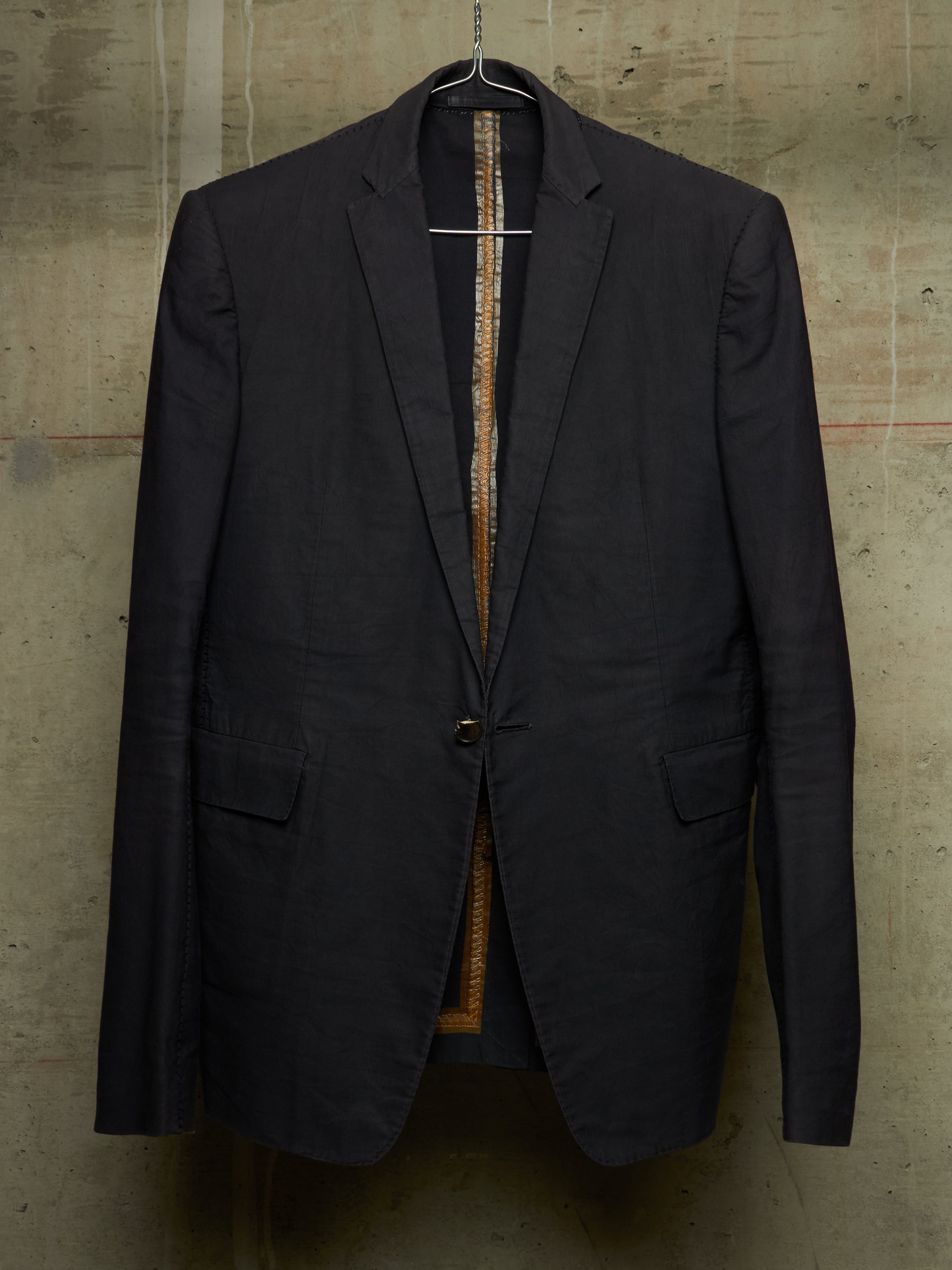 Carol Christian Poell 2010 'GM/2618OOD CORD-PTC/10' Taped Seam Titanium Prosthetic Elbow Overlock Blazer