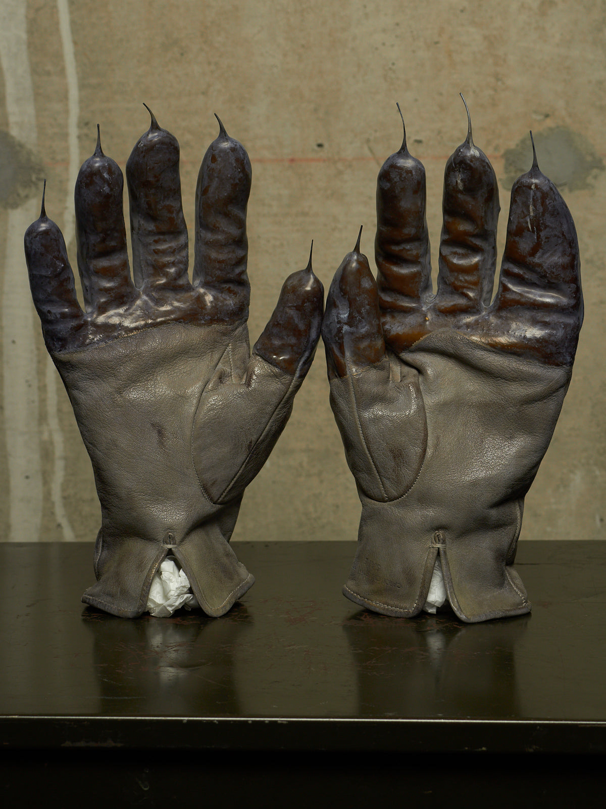 Carol Christian Poell 'AM/2459 ROOMS-PTC/036' Object-dyed Rubber Drip Leather Gloves
