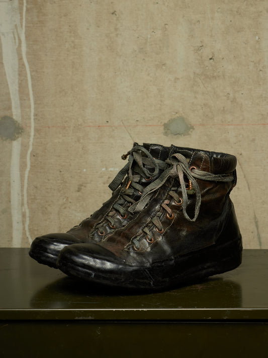 Carol Christian Poell ‘AM/2524 ROOMS-PTC/10’ Black Object-dyed Kangaroo Leather Drip Sneakers
