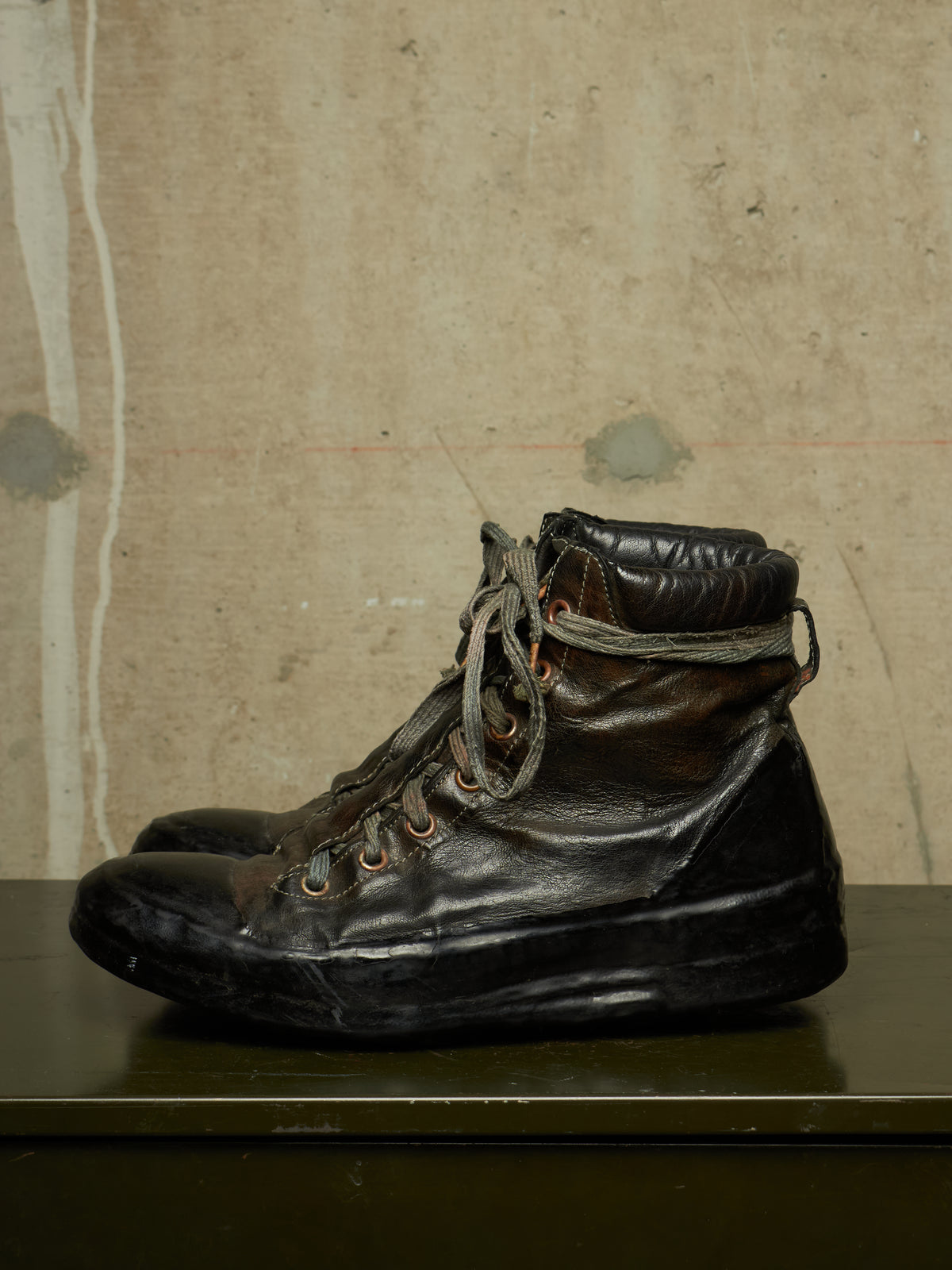 Carol Christian Poell ‘AM/2524 ROOMS-PTC/10’ Black Object-dyed Kangaroo Leather Drip Sneakers