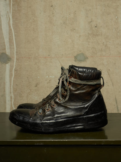 Carol Christian Poell ‘AM/2524 ROOMS-PTC/10’ Black Object-dyed Kangaroo Leather Drip Sneakers
