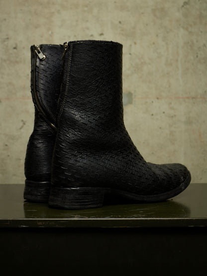 Carol Christian Poell 'AM/2601L BUUS-PTC/010' Object-dyed Laser Cut Bison Leather Tornado Zip Boots