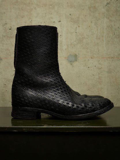 Carol Christian Poell 'AM/2601L BUUS-PTC/010' Object-dyed Laser Cut Bison Leather Tornado Zip Boots