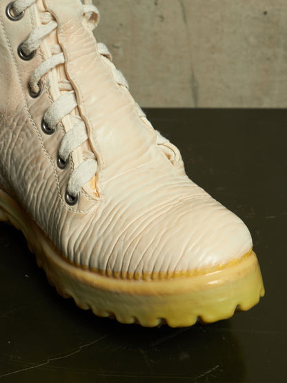 Carol Christian Poell 'AM/2684 CUBS-PTC/01' Object Dyed One-Piece Shell Cordovan Leather Prosthetic Ankle Rubber Drip Work Boot