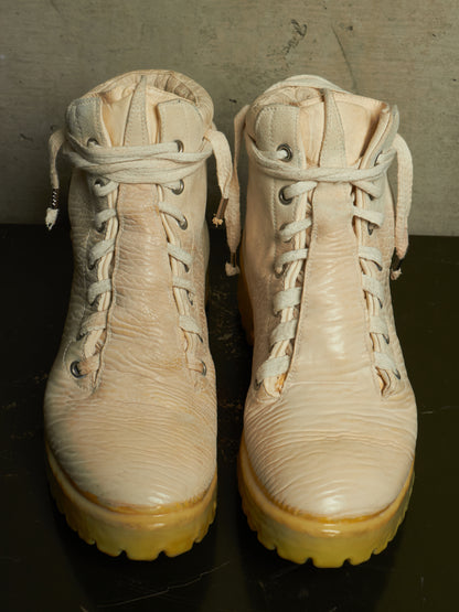 Carol Christian Poell 'AM/2684 CUBS-PTC/01' Object Dyed One-Piece Shell Cordovan Leather Prosthetic Ankle Rubber Drip Work Boot