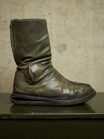 Carol Christian Poell ‘AM/2693P-IN ROOMS-PTC/19’ Object-dyed Kangaroo Leather Titanium Prosthetic U-Sole Tornado Zip Boots