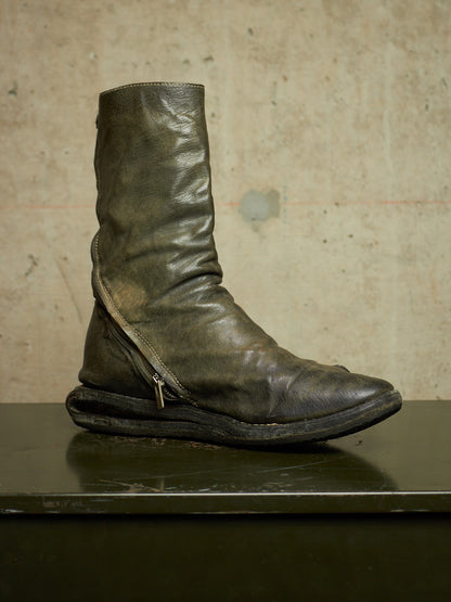Carol Christian Poell ‘AM/2693P-IN ROOMS-PTC/19’ Object-dyed Kangaroo Leather Titanium Prosthetic U-Sole Tornado Zip Boots