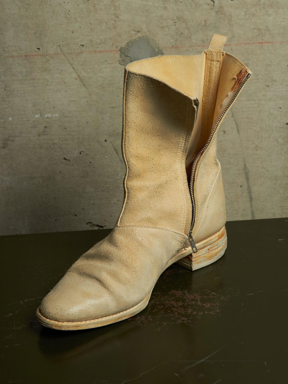 Carol Christian Poell AW05 "On Demand" Reverse Horse Leather Side Zip Boots