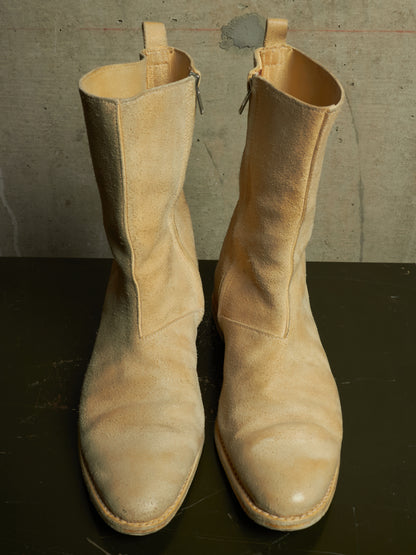 Carol Christian Poell AW05 "On Demand" Reverse Horse Leather Side Zip Boots