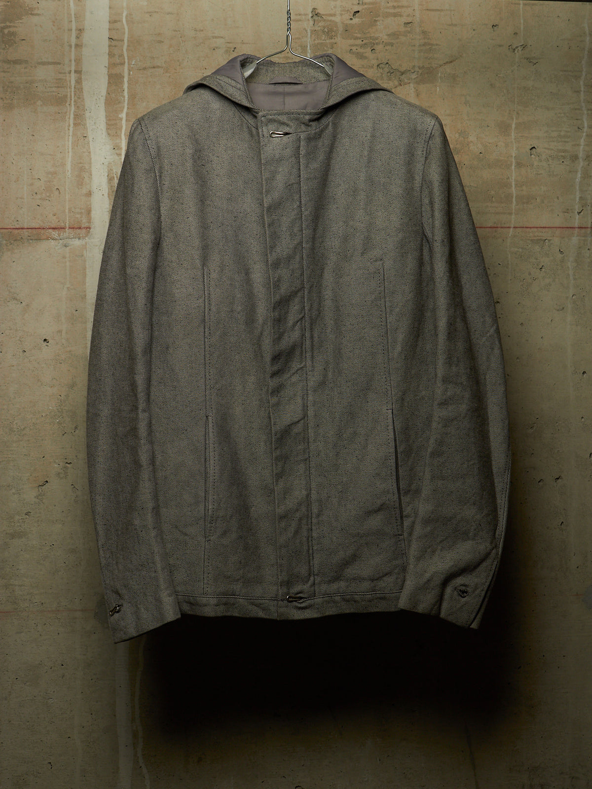 Carol Christian Poell AW97-98 Grey Hooded Zip-Up Denim Jacket
