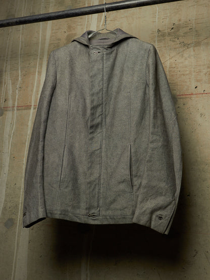 Carol Christian Poell AW97-98 Grey Hooded Zip-Up Denim Jacket