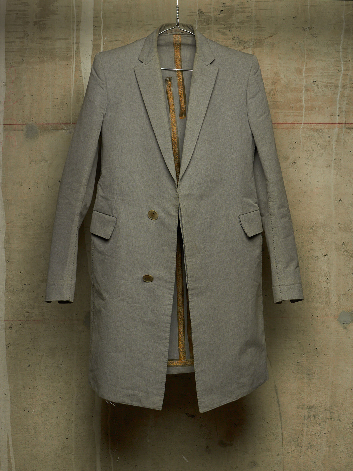 Carol Christian Poell 'GM/2622B CORAWO/7' Grey Visible Meltlock Unlined Dead-End Long Blazer