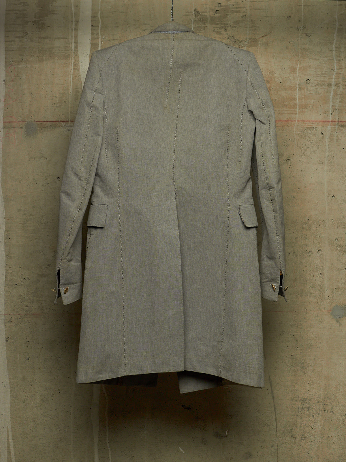 Carol Christian Poell 'GM/2622B CORAWO/7' Grey Visible Meltlock Unlined Dead-End Long Blazer