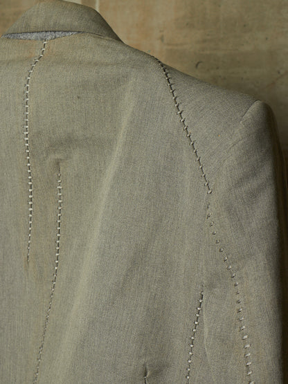 Carol Christian Poell 'GM/2622B CORAWO/7' Grey Visible Meltlock Unlined Dead-End Long Blazer