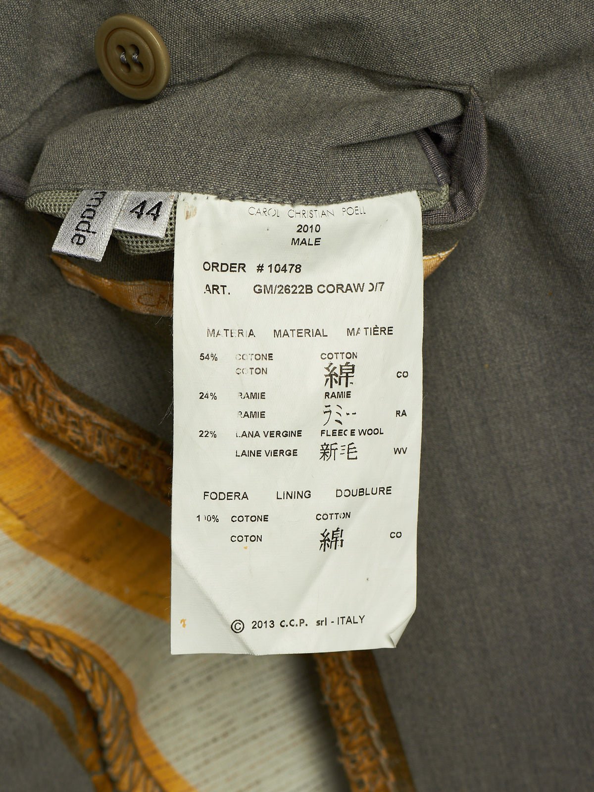 Carol Christian Poell 'GM/2622B CORAWO/7' Grey Visible Meltlock Unlined Dead-End Long Blazer