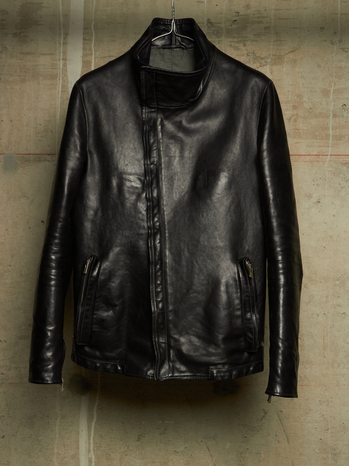 Carol Christian Poell 'LM/2599GP CORS-PTC/010' Object-dyed Lined Arthostic Titanium Elbow Horse Leather Jacket
