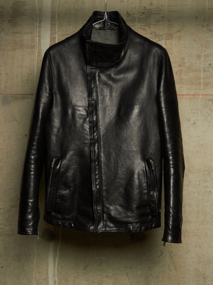 Carol Christian Poell 'LM/2599GP CORS-PTC/010' Object-dyed Lined Arthostic Titanium Elbow Horse Leather Jacket