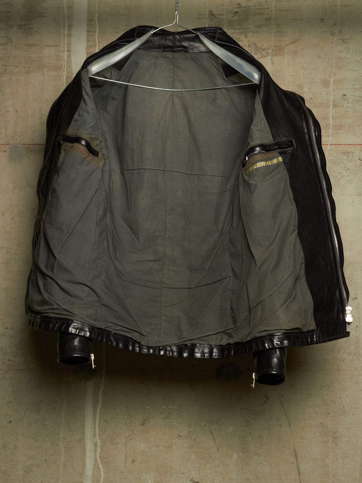 Carol Christian Poell 'LM/2599GP CORS-PTC/010' Object-dyed Lined Arthostic Titanium Elbow Horse Leather Jacket