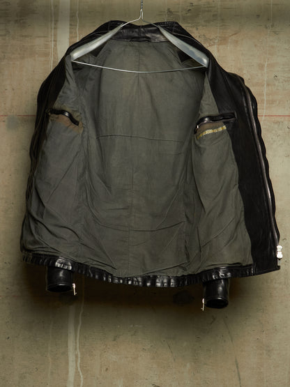 Carol Christian Poell 'LM/2599GP CORS-PTC/010' Object-dyed Lined Arthostic Titanium Elbow Horse Leather Jacket