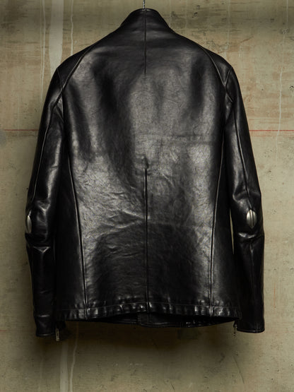 Carol Christian Poell 'LM/2599GP CORS-PTC/010' Object-dyed Lined Arthostic Titanium Elbow Horse Leather Jacket