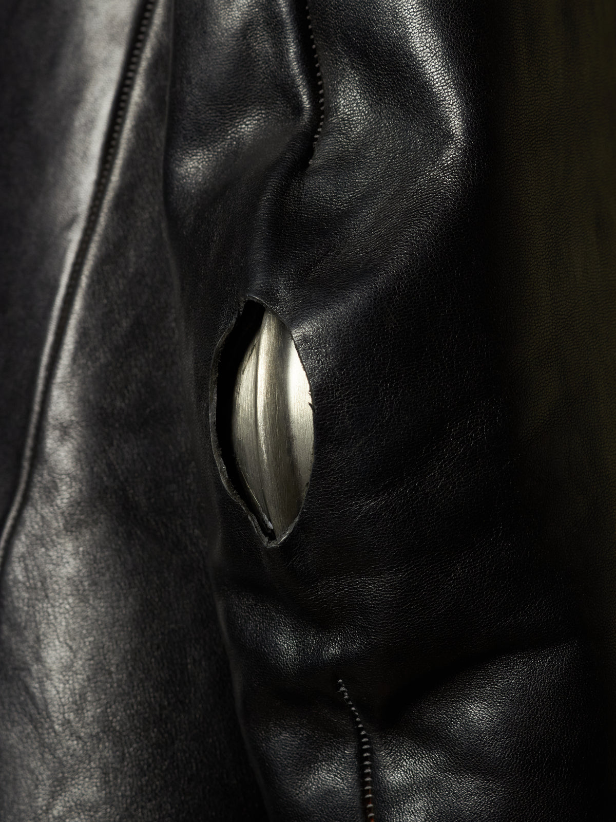 Carol Christian Poell 'LM/2599GP CORS-PTC/010' Object-dyed Lined Arthostic Titanium Elbow Horse Leather Jacket